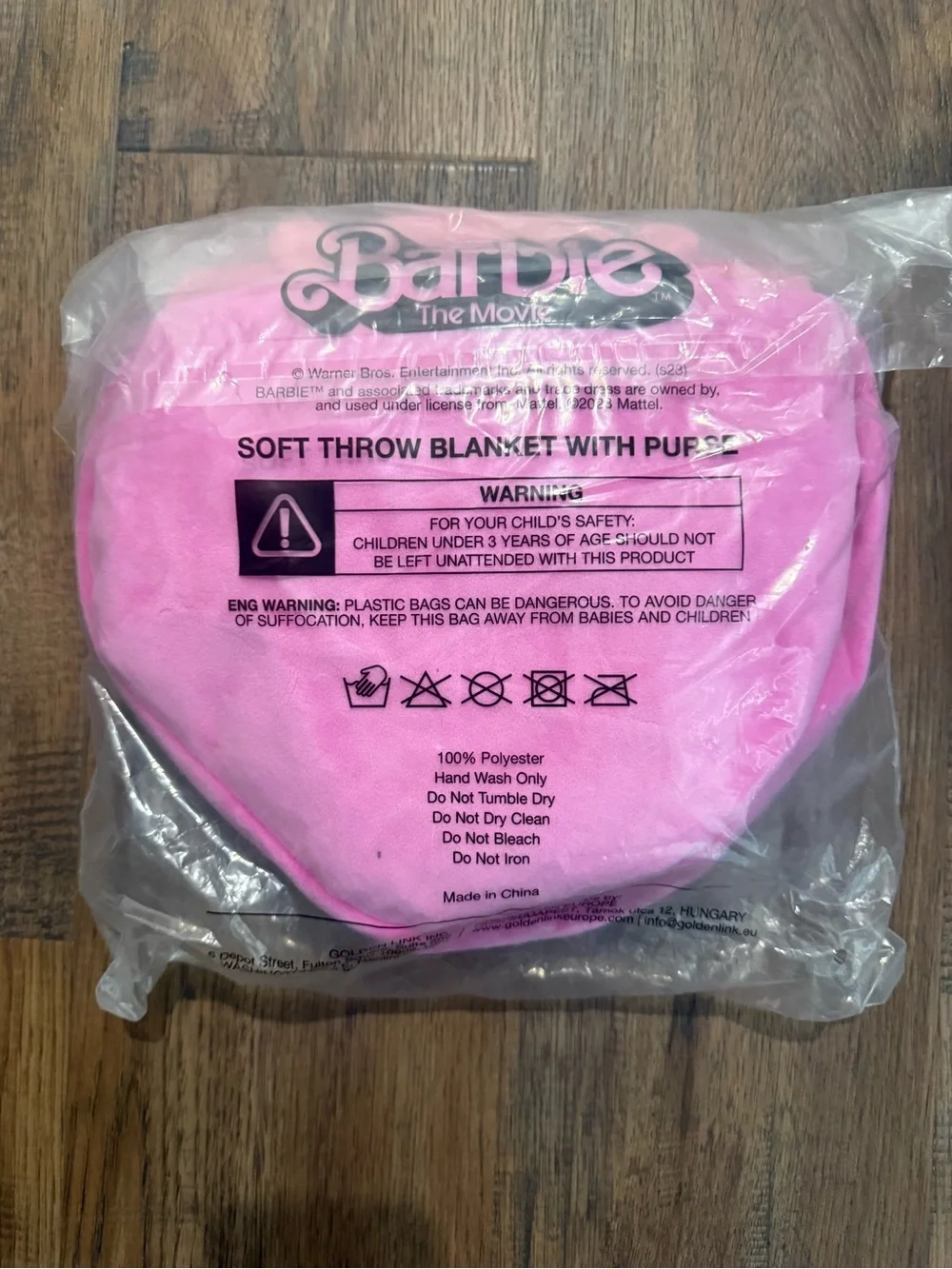 Pink Heart Barbie Throw blanket with carryon straps to be used as a purse